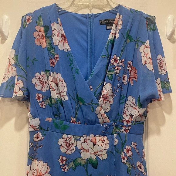 Jessica Howard Women’s Maxi Dress Sz 6 Blue Floral Boho Feminine Whimsical Flowy - Picture 3 of 12